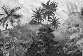 Vinyl flizelin tapéta nappaliba fekete-fehér dzsungel wz1 368x248cm