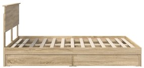 vidaXL Tárolós Ágy fejtámlával Sonoma tölgy 140 x 190 cm Faanyag