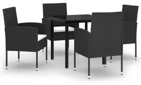 vidaXL 5 részes fekete kerti étkezőgarnitúra