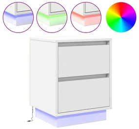 Éjjeli Szekrények LED Fényekkel 2 db Fehér 39x34,5x50 cm
