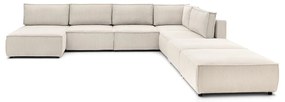 Krémszínű kordbársony sarokkanapé ("U" alakú-variálható) Nihad modular – Bobochic Paris
