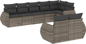 vidaXL 8 részes szürke polyrattan kerti ülőgarnitúra párnákkal