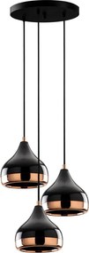 Yıldo 6871 fekete-réz fém függőlámpa, Ø37 cm, 3 izzós