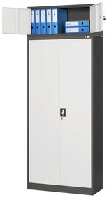 Felsőszekrény iratszekrényre EWA, 900 x 380 x 400 mm, antracit-fehér