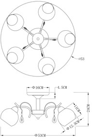 Globo 54711-5 - Mennyezeti lámpa PERDITA 5xE14/40W/230V