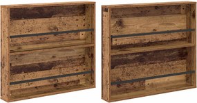 vidaXL Magazin állvány polcokkal 2 pcs Öreg fa 80 x 12 x 70 cm Faanyag