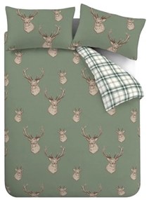 Zöld kétszemélyes ágyneműhuzat 200x200 cm Stag Check – Catherine Lansfield