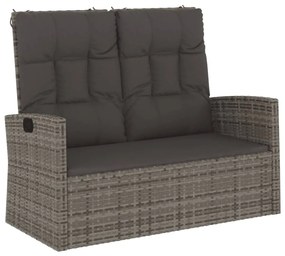 vidaXL szürke polyrattan dönthető kerti pad párnákkal 118 cm