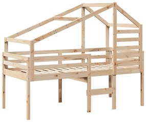 tömör fenyőfa magasított ágy tetővel 80 x 200 cm