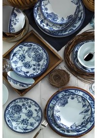 24 darabos étkészlet fehér/kék/porcelán