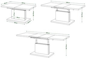 Mazzoni ASTON Égerfa - MODERN DOHÁNYZÓASZTAL NYITHATÓ/MAGASÍTHATÓ ÉTKEZŐASZTAL ÉS DOHÁNYZÓASZTAL EGYBEN