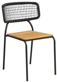 Nashville étkezőszék, teakfa, fekete kötél, fekete