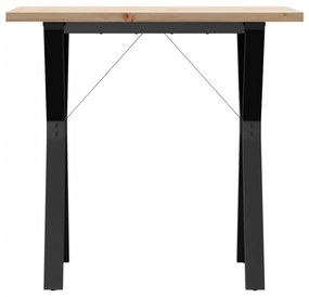 tömör fenyőfa és öntöttvas étkezőasztal Y-vázzal 80x50x75,5 cm