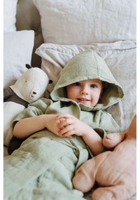 Nature zöld len gyerek fürdőköpeny, méret: 122 - 128 - Linen Tales