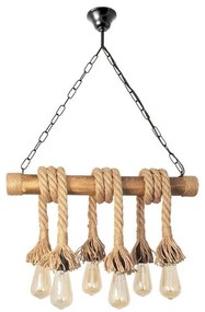 Brilagi - Csillár láncon KOS 6xE27/60W/230V bükkfa