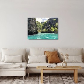 A hegyi folyó képe (üvegen) (70x50 cm)