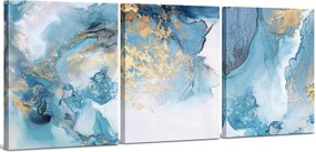 Kék-arany absztrakt fali dekoráció 3x kép 40x30 szett