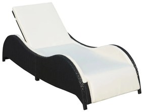 Fekete polyrattan napozóágy párnával
