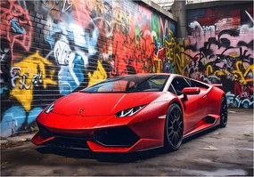Fotótapéta Piros Lamborghini Huracan Graffiti stílus 350x250 +ragasztó