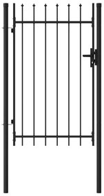 vidaXL fekete acél lándzsahegy tetejű kerítéskapu 1 x 1,5 m