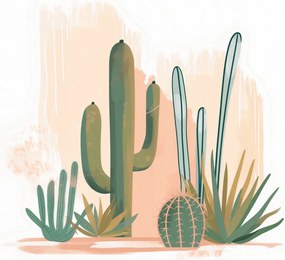 Poszter 76x60,5cm Kaktusz illusztráció
