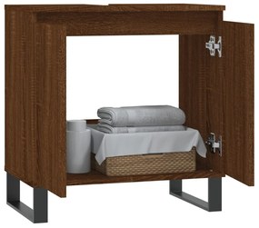 Barna tölgyszínű szerelt fa fürdőszobaszekrény 58x33x60 cm