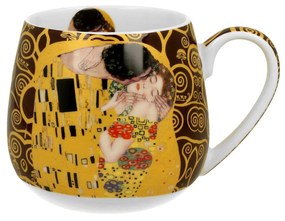 Klimt porcelán nagy bögre díszdobozban A Csók barna 430 ml