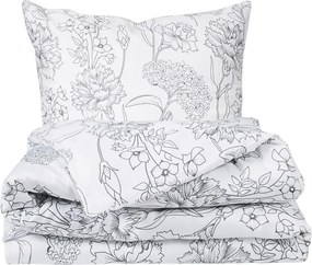 Matex Szürke virágok szatén ágyneműhuzat, 140 x 200 cm, 70 x 90 cm