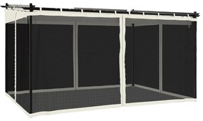 krémszínű acél pavilon hálós oldalakkal 4 x 3 m