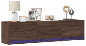 barna tölgy színű szerelt fa TV-szekrény LED-del 165x34x40 cm