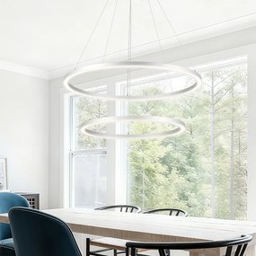 Brilagi-LED Dimmelhető. kábeles függeszték PORTOFINO LED/98W/230V átm. 80 cm ezüstszínű+távirányítóval