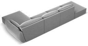 Világosszürke bársony sarokkanapé (jobb oldali-heverő résszel) Vanda – Mazzini Sofas