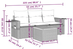 4 részes vegyes bézs polyrattan kerti ülőgarnitúra párnákkal