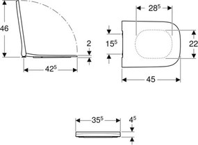 Geberit 500.687.01.1 - Smyle Square SoftClose WC-ülőke, duroplast, fehér
