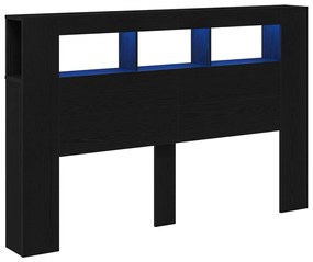 LED Fejtábla Fekete Tölgy 160x18,5x45 cm Mérnöki Fa
