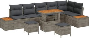 vidaXL Kerti Kanapé Szett 9 pcs Szürke polirattan