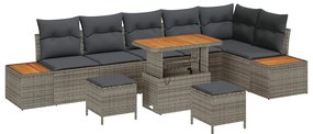 vidaXL Kerti Kanapé Szett 9 pcs Szürke polirattan