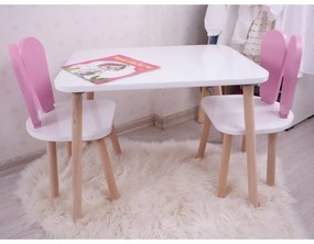 Gyerekasztal székekkel Bunny Two Chair Set - Pink, White