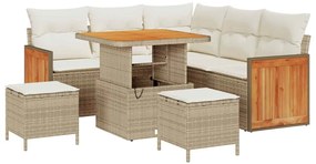 vidaXL Kerti Kanapé Szett párnával 9 pcs Beige és krém polirattan