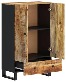 tömör mangófa és vas magasszekrény fiókkal 60x33x100 cm