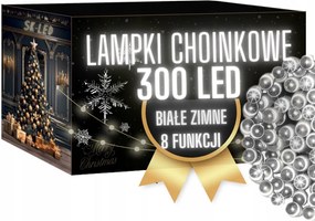 Karácsonyfa Fényfüzér 300LED Fehér Hideg 24M Kültéri Led Karácsonyfa Fényfüzér