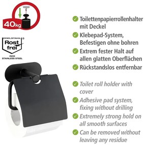 Orea fekete falra szerelhető WC-papír tartó - Wenko