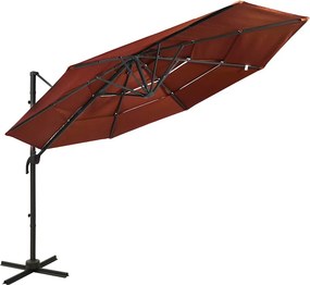 vidaXL 4 szintes terrakotta napernyő alumíniumrúddal 3 x 3 m