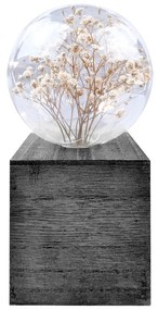LED-es üveg asztali lámpa, fa talppal, fekete - PIEGE DE VERRE