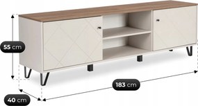 BACARDI TV-szekrény 183 cm, kasmír/Castello tölgy