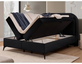 Fekete ágyneműtartós boxspring ágy 140x200 cm Ornes – Ropez