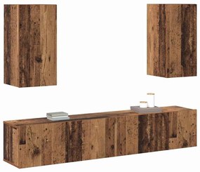 TV szekrény garnitúra 4 pcs Régi fa 160 x 30 x 30 cm Faanyag