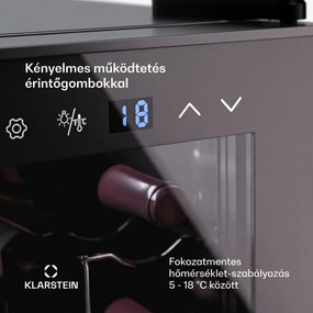 Klarstein Shiraz 8 Uno, függőleges borhűtő, 8 palack, 8 - 18 °C, érintős vezérlés