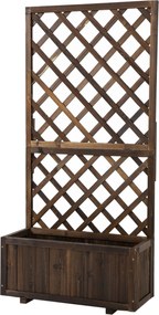 Outsunny Emelt Kerti Ágyás Virágláda Trellisszel, Facsemete 72,5x31,5x149,5 cm Teraszhoz, Balconhoz, Mászó Növényekhez és Virágokhoz, Barna | Aosom