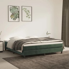 Sötétzöld bársony rugós ágy matraccal 180x200 cm